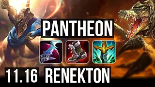PANTHEON vs RENEKTON (MID) | 11/1/7, 66% winrate, Godlike | KR Diamond | v11.16
