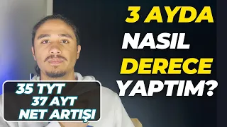 3 Ayda Nasıl DERECE YAPTIM | 35 TYT 37 AYT Net Artışı #yks #yks2024 #ayt #tyt