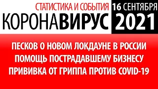 16 сентября 2021: статистика коронавируса в России на сегодня