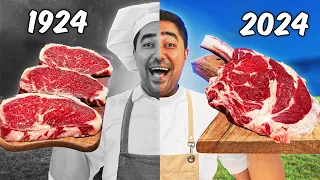 How Steaks Were Cooked 100 Years Ago And How Steaks Are Cooked Now?! Insane Food Challenge