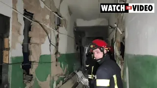 Russian strikes damage residential building in Zhytomyr, Ukraine