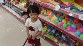 First time baby girl goes shopping super market