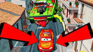 Epic Escape From Lightning McQueen Demons & Mater Eater | McQueen VS Mater Greater Eater in BeamNG