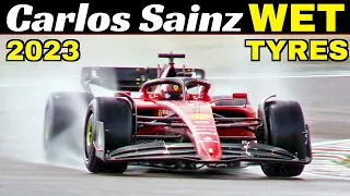 Carlos Sainz Testing NEW 2023 Pirelli Wet Tyres on Ferrari F1-75 at Fiorano Circuit - May 31, 2022