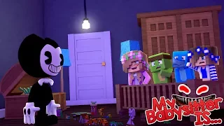 MY BABYSITTER IS ..... BENDY AND THE INK MACHINE !!! Minecraft w/ Little Kelly Tiny Turtle Sharky