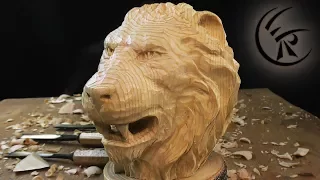 Woodcarving "Lion head" ►► Timelapse