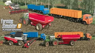 FS19 Timelapse #40  Уборочная, Новгородовка RSM 161, Claas Lexion 560, КАМАЗы, Fendt 936, Horsch