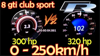 2021 Golf 8 gti club sport 300 HP vs 2021 VW Golf 8 R 320 HP DragRace 0-250| 100-200 km/h