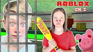 TRAPPED in RoBLoX PRISON! REAL LIFE PiGGy Station: Chapter 2! Escape Psycho Pig!