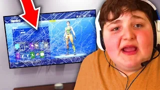 he punches TV after mom turns off wifi.. (fortnite)