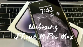  Unboxing iPhone 14 Pro Max (Deep Purple) | Setup + Accessories | ASMR