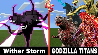 Wither Storm vs. Godzilla Titans | Minecraft (INTENSE HUGE BATTLE!)