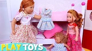 Baby Dolls Petitcollin Dress up for School Day in the Dollhouse! Play Toys!