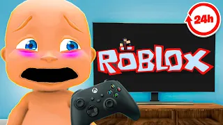 Baby Spends 24 Hours in Roblox!