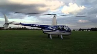 Robinson R44 Helicopter take off and landing darley moor airfield