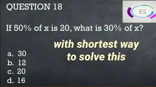 PERCENTAGE: If 50% of X is 20, what is 30% of X?