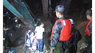 Excavator used to evacuate flood-trapped people