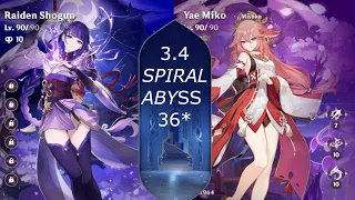 C0 Yae Miko & C0 Raiden in 3.4 Spiral Abyss! - Genshin Impact