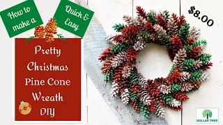 Christmas Pine Cone Wreath DIY | Christmas Decor Dollar Tree Wreath DIY Christmas Wreath Decor DIY