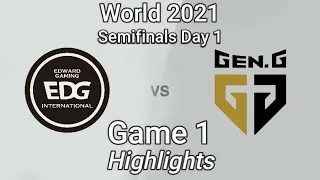 EDG vs GEN Game 1 Highlights | Semifinals Day 2 | Worlds 2021 | EDward Gaming vs GEN.G