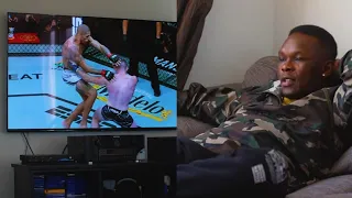 Israel Adesanya Reacts to Alex Pereira Flying Knee KO at UFC 268