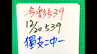 【今彩539】12月20日(二)獨支二中一【上期中13】