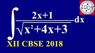 Q44 Class 12 Maths Integration of (2x+1 )/sqrt(x^2+4x+3)dx Important Questions CBSE Board Exam 2019