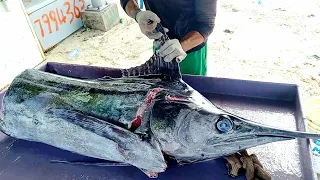 Amazing Giant Bluefin Swordfish Cutting Skills | FISH CUTTING VIDEOS | Fish Cutting In Maldives