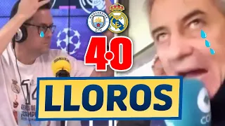 😭  LLOROS Y REACCIONES MADRIDISTAS AL MANCHESTER CITY 4-0 REAL MADRID | RONCERO, MANOLO LAMA... 😱