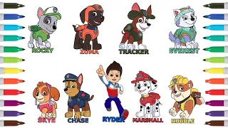 Paw Patrol Coloring Book Compilation | Marshall Rubble Chase Rocky Zuma Skye Tracker Everest Ryder
