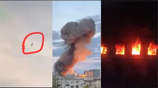 RUSSIA-UKRAINE WAR Three Cruise missiles hit Artem armament plant Kyiv in Ukraine war footage 2022