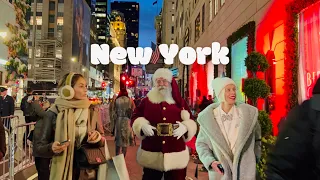 [4K]🇺🇸NYC Walk🎅🏻🎄Bergdorf Goodman Holiday Windows 2022 & 5th Ave Christmas Lights in Manhattan