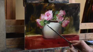 Pink Roses in Vase by Elizabeth Robbins