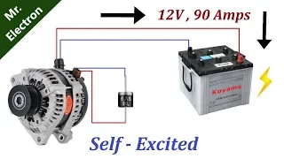 12v 90 Amps Car Alternator to Self Excited Generator using DIODE