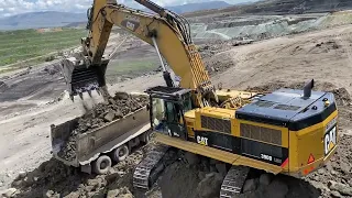 Caterpillar 390D Excavator Loading MAN & Mercedes Trucks - Pyramis Ate