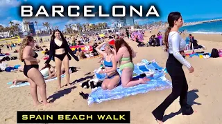 Barcelona, Beach Walking tour, Spain Vibes, 4K Ultra HD
