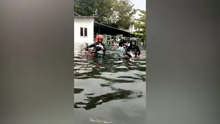 Extreme tidal surge floods Semarang district, Indonesia