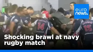 Britain vs France navy rugby match descends into brawl