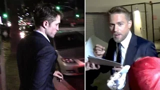 Robert Pattinson Avoids Fans While Charlie Hunnam Sticks Around To Sign Autographs