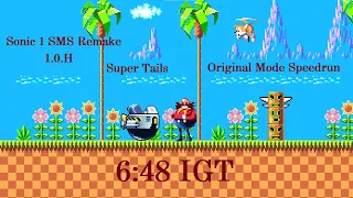 Sonic 1 SMS Remake 1.0.H Super Tails Original Mode Speedrun in 6:48 IGT (Segmented)