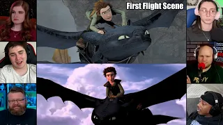 Hiccup and Toothless First Flight | How to train your dragon 1 | Reaction Mashup  | #httyd