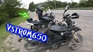 His first ADV bike! Suzuki vstrom 650 - BMW F800GS