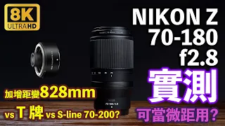 review Nikon Z 70-180mm f2.8 plus TC 2.0x teleconverter test, can it be used as a macro? vs T brand