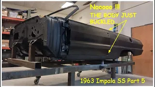 1963 Impala SS Convertible Restoration Part 5   Yes...The Body is Buckled  DIY Auto Restoration