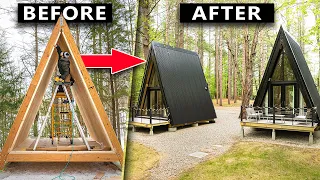 START TO FINISH...Building A Tiny A-Frame Cabin Hotel (Full DIY Recap)