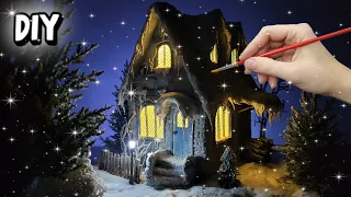 Winter house in the forest from cardboard with your own hands / DIY