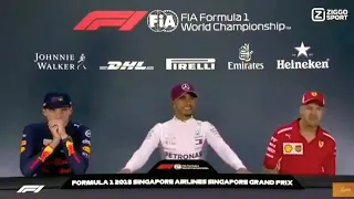 Singapore 2018 Post-race | Max Verstappen, Hamilton, Vettel banter (middle finger)😂