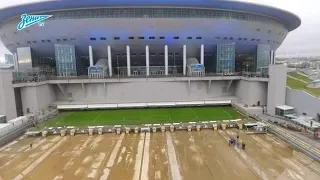 «Зенит-ТВ»: на стадионе «Санкт-Петербург» провели тестовый запуск системы выкатного поля