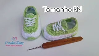 Tênis ICARO de crochê RN  - Tamanho 08 cm - Crochet Baby Yara Nascimento
