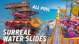 World's TALLEST Water Slide Tower! NEW Icon Tower at Meryal Water Park | All Slides POV